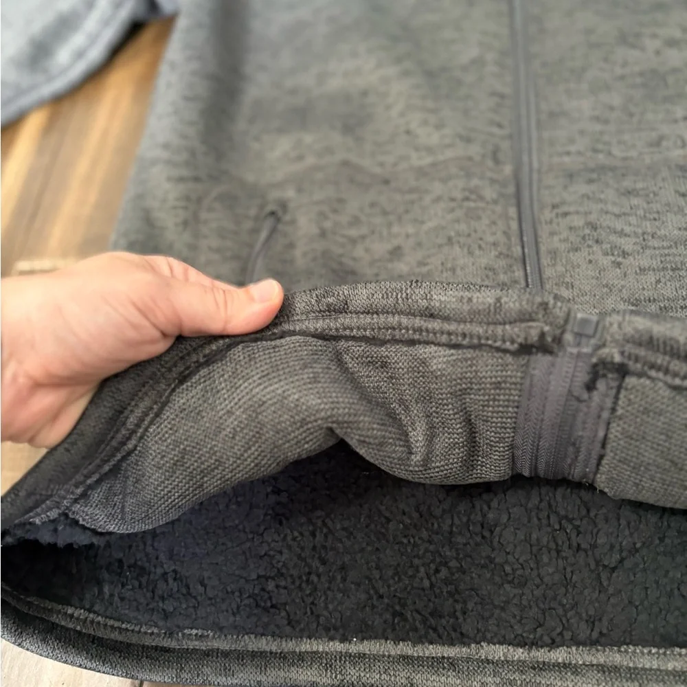 Sz M Gray Mock Neck Full-Zip Jacket Fleece Lined Warmth Zippered Pockets